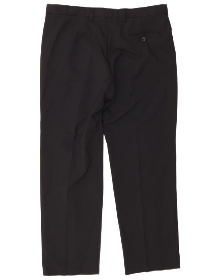 Pantaloni da abito regolari da uomo Marks & Spencer W36 L29 poliestere nero