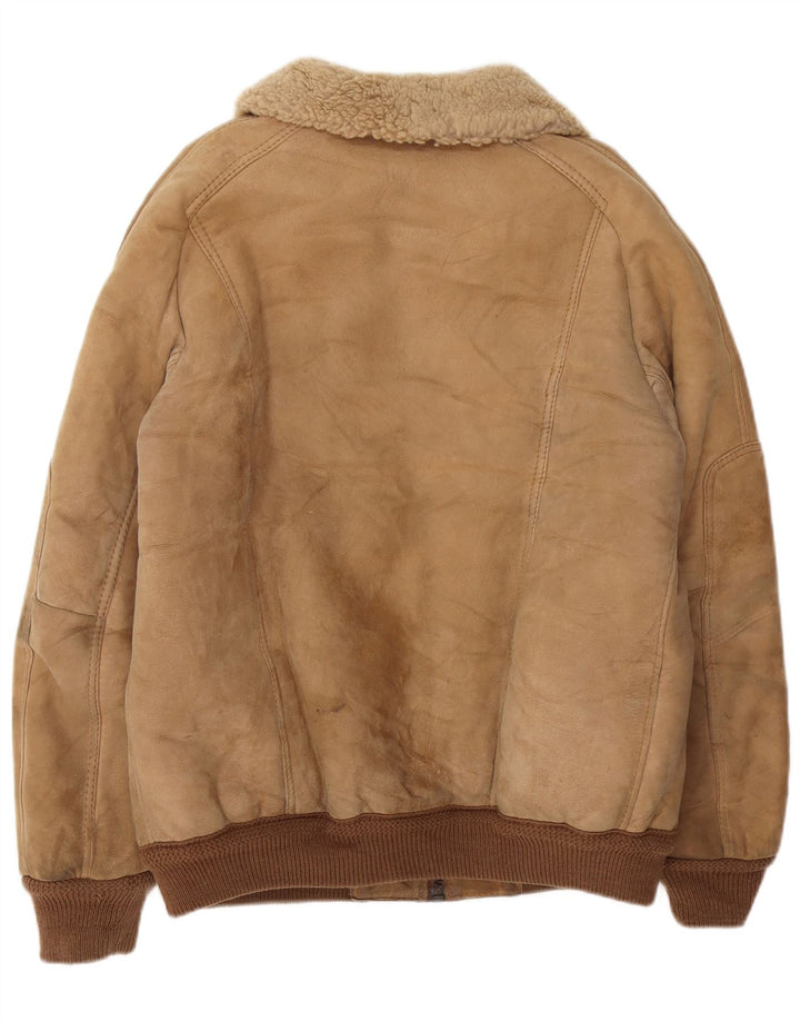 Giubbotto bomber in shearling da uomo vintage EU 50 Shearling beige grande