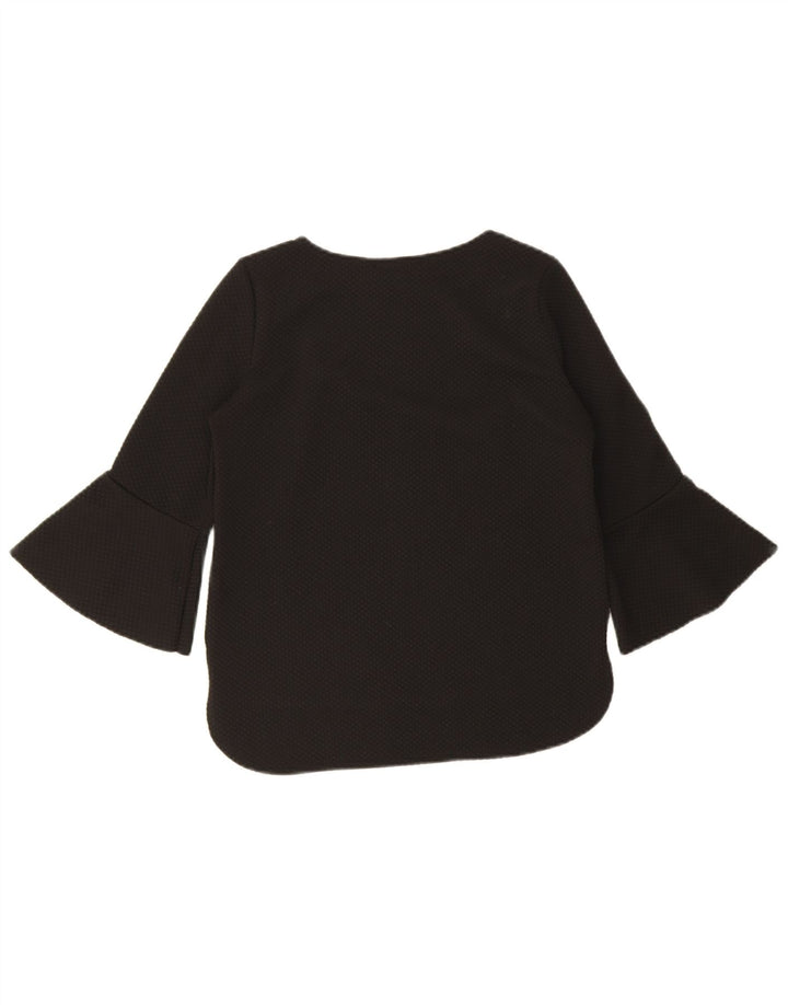 Top Zara da donna manica 3/4 UK 10 piccolo poliestere nero