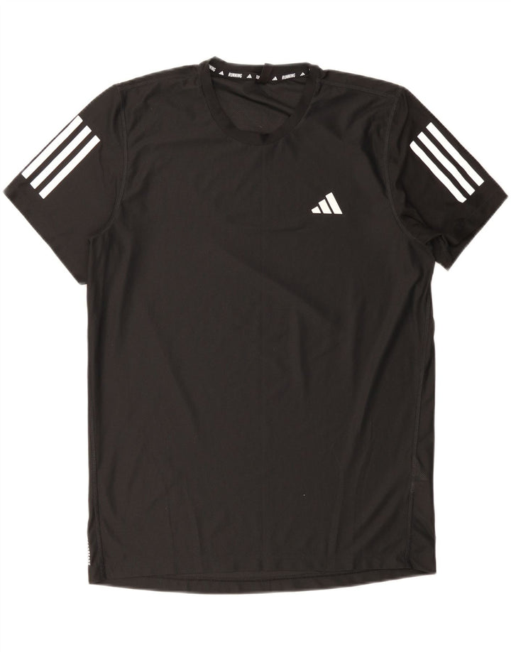 T-shirt da uomo Adidas Top media nera in poliestere