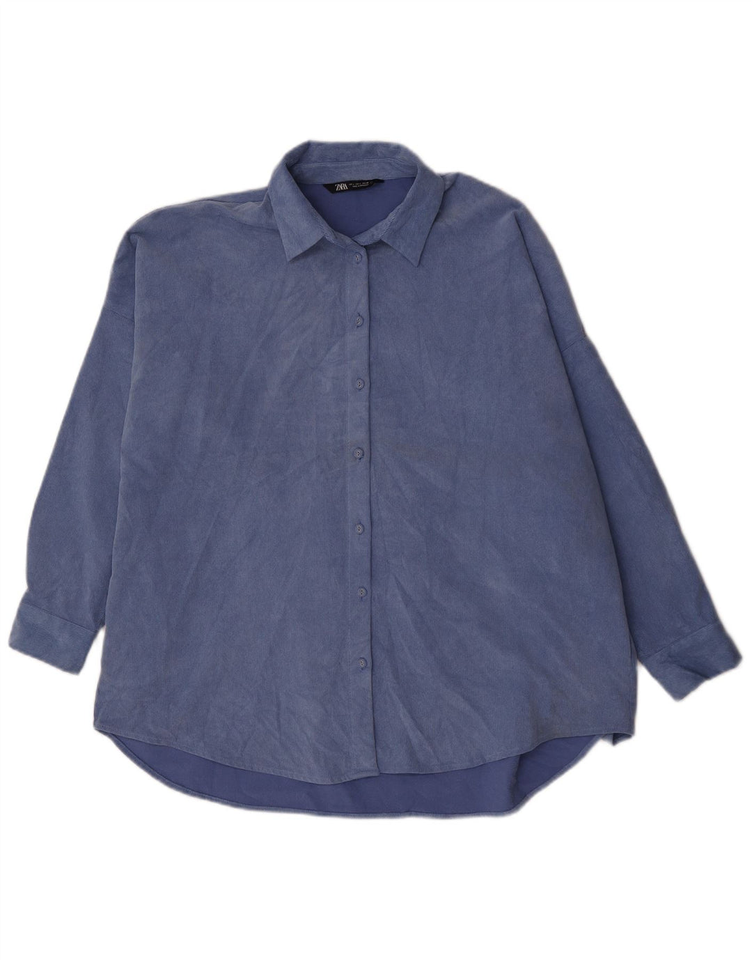 Camicia da donna oversize in velluto a coste Zara UK 16 grande poliestere blu
