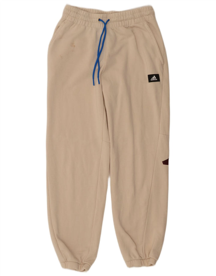Pantaloni da tuta grafica da uomo Adidas Joggers in cotone beige medio