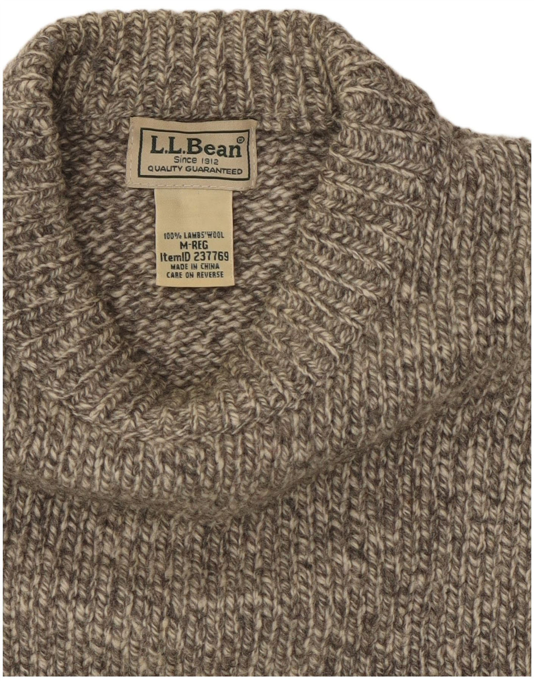 Maglione maglione girocollo da uomo L.L.BEAN in lana grigio medio