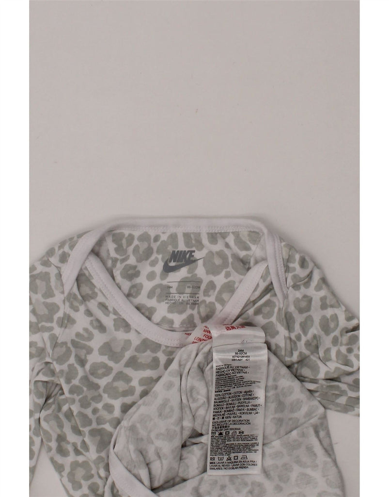 NIKE Baby Girls Long Sleeve Bodysuit 18-24 Months Grey Animal Print Cotton Vintage Nike and Second-Hand Nike from Messina Hembry 