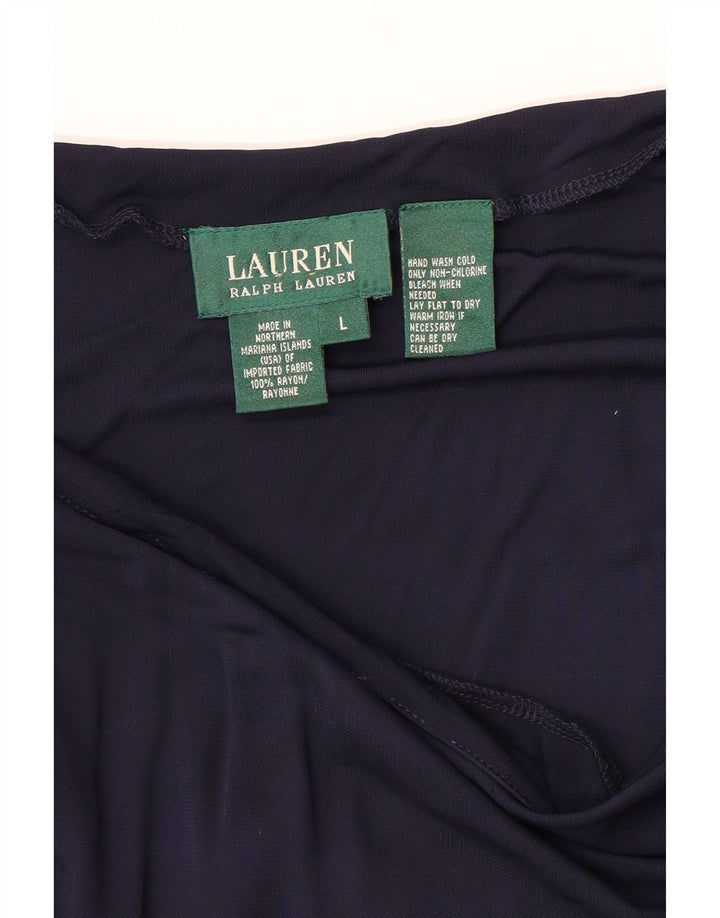 Gonna a trapezio da donna Ralph Lauren grande W36 rayon blu navy