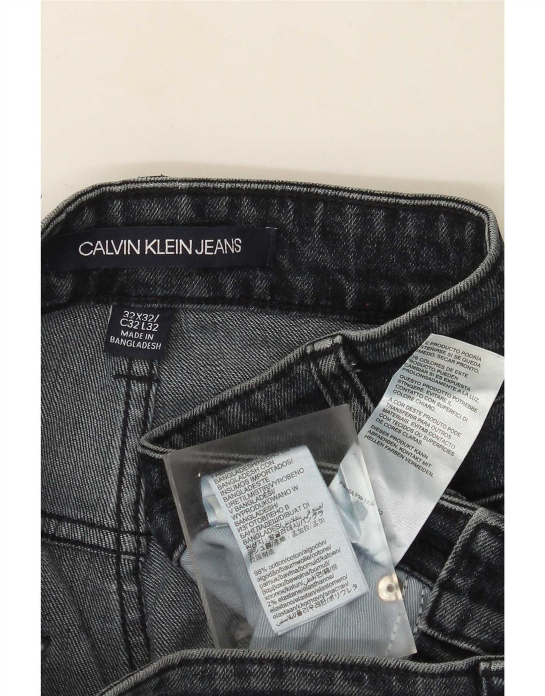 Jeans dritti da uomo Calvin Klein W32 L32 cotone grigio