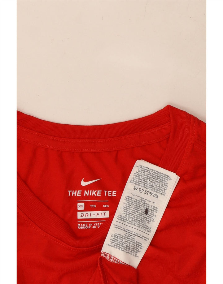 T-shirt grafica NIKE Dri Fit da uomo 2XL rossa in poliestere