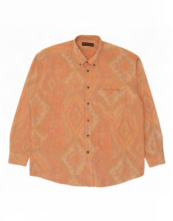 Camicia da uomo Walter Wolf taglia 44 XL cotone geometrico arancione