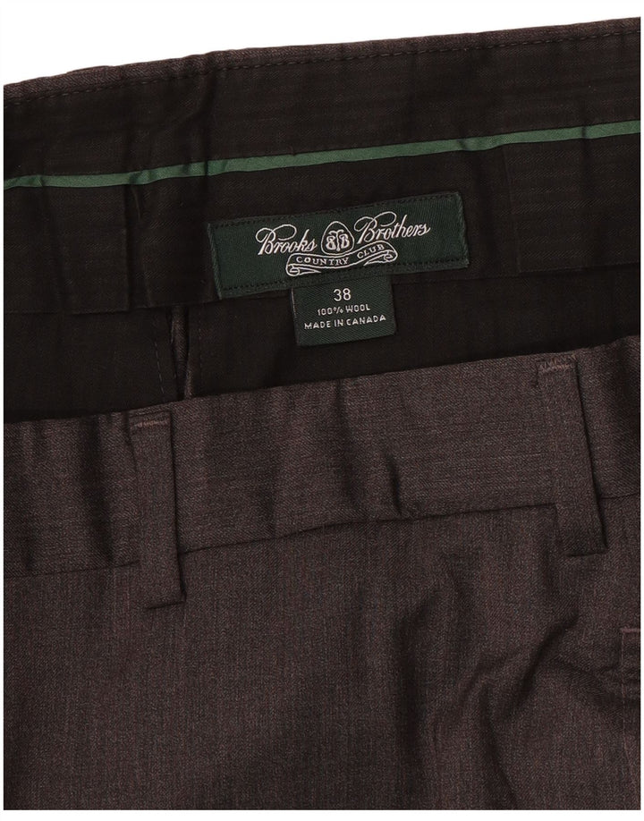 Pantaloni da abito dritti da uomo Brooks Brothers W38 L30 lana grigia
