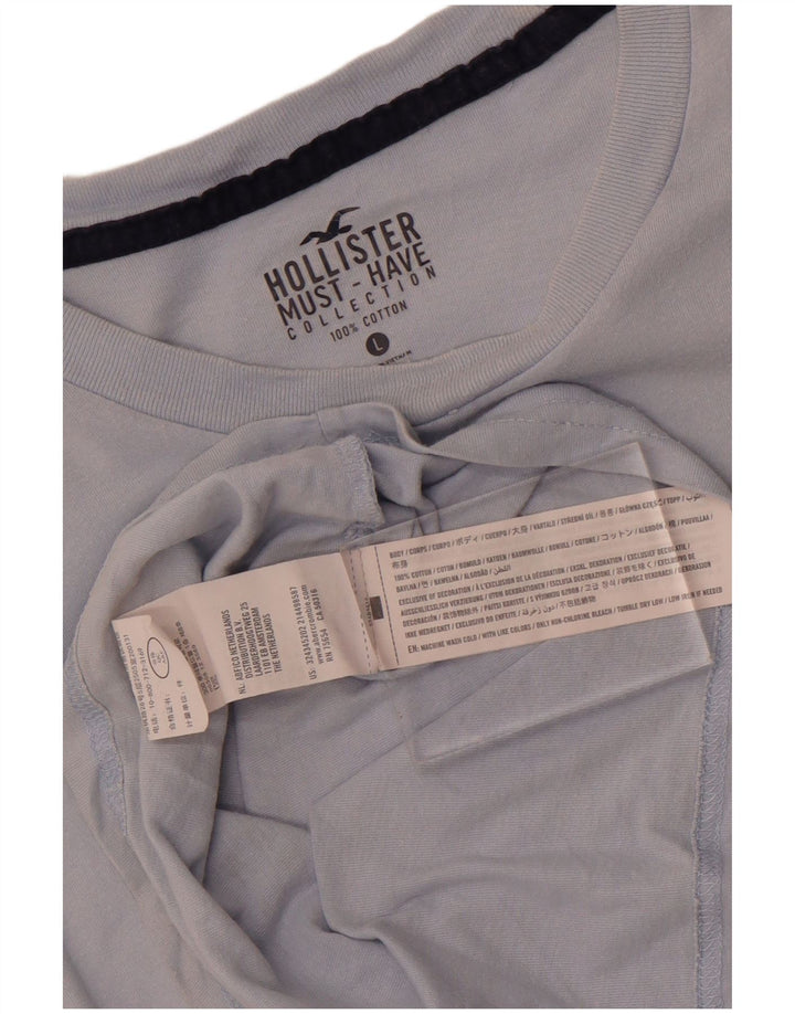T-shirt Hollister da uomo grande in cotone blu