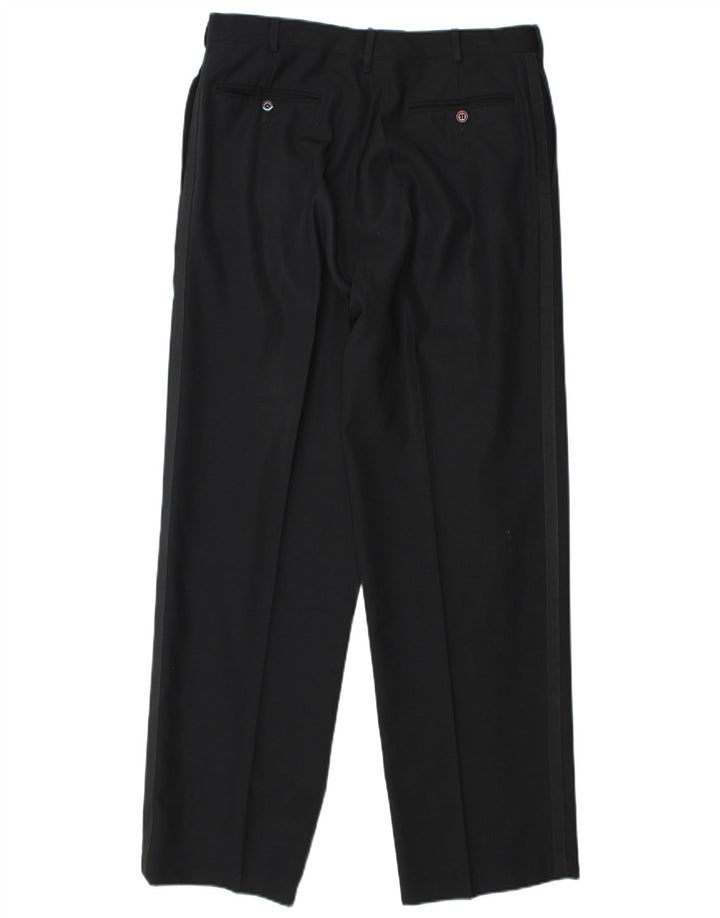 Egon Von Furstenberg Uomo UK 40 Large W32 L32 Lana Vergine Nera