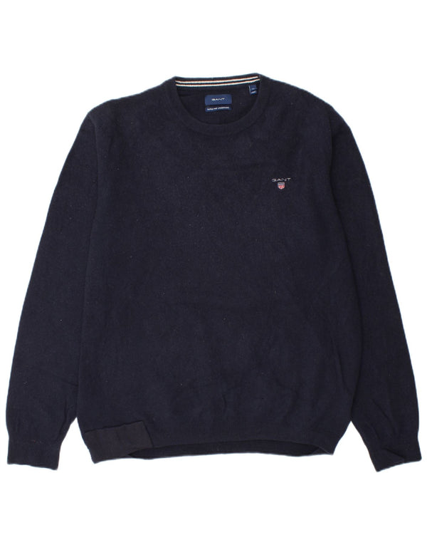 Gant Uomo Maglione Girocollo Maglione XL Blu Navy Lana