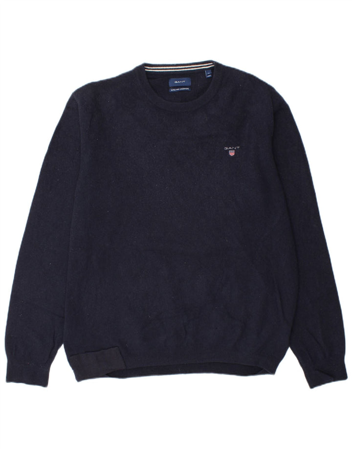 Gant Uomo Maglione Girocollo Maglione XL Blu Navy Lana