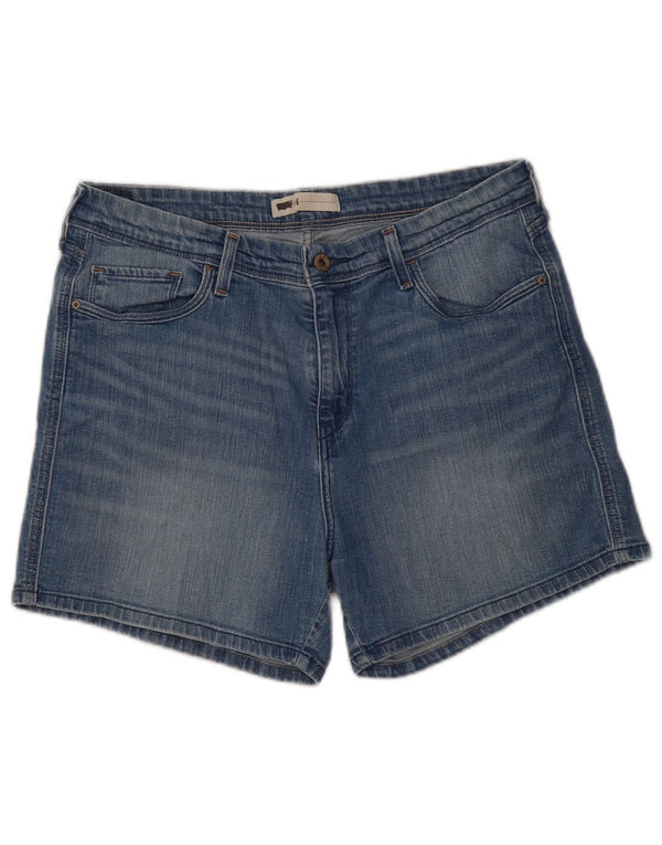 Pantaloncini di jeans a vita alta da donna LEVI'S US 14 XL W32 cotone blu