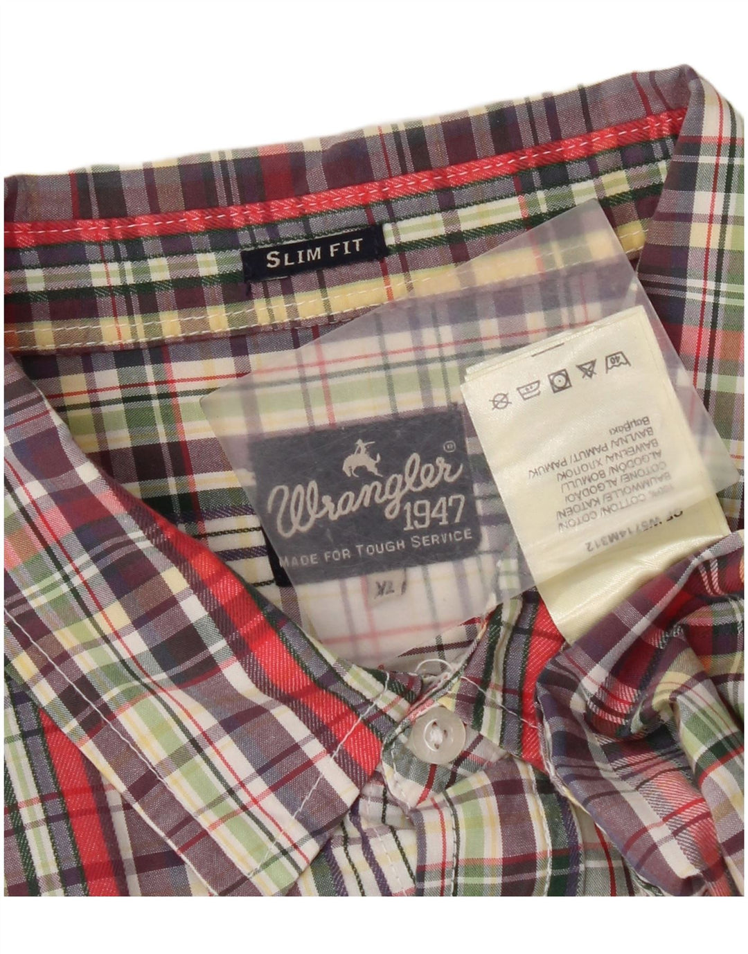 Camicia a maniche corte slim fit da uomo Wrangler XL in cotone a quadri multicolore