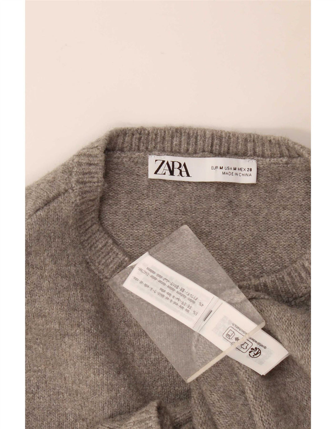 Abito maglione senza maniche da donna Zara UK 12 Lana grigio medio