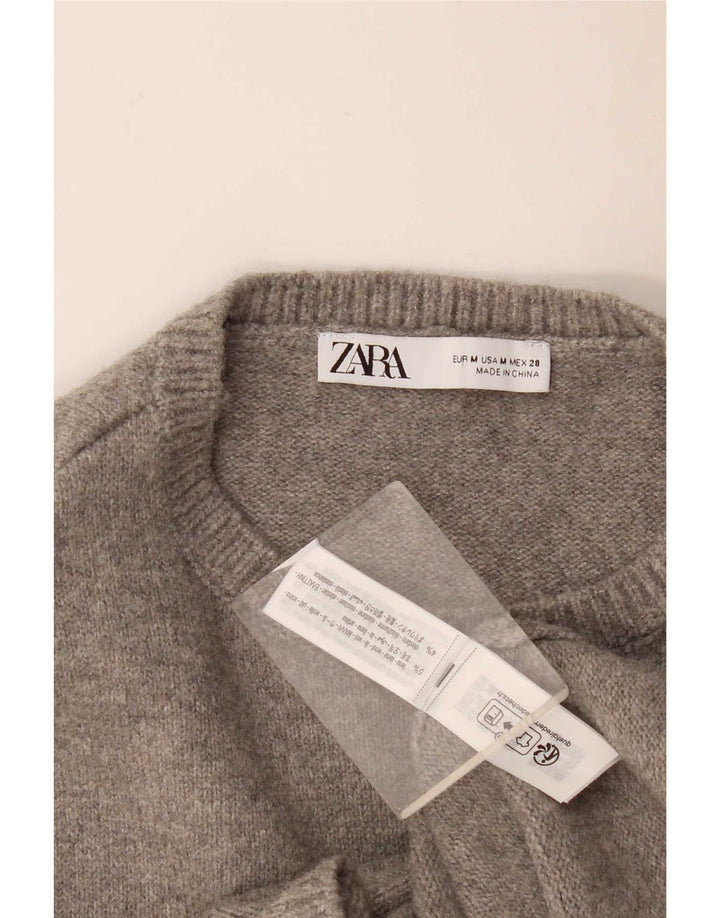 Abito maglione senza maniche da donna Zara UK 12 Lana grigio medio