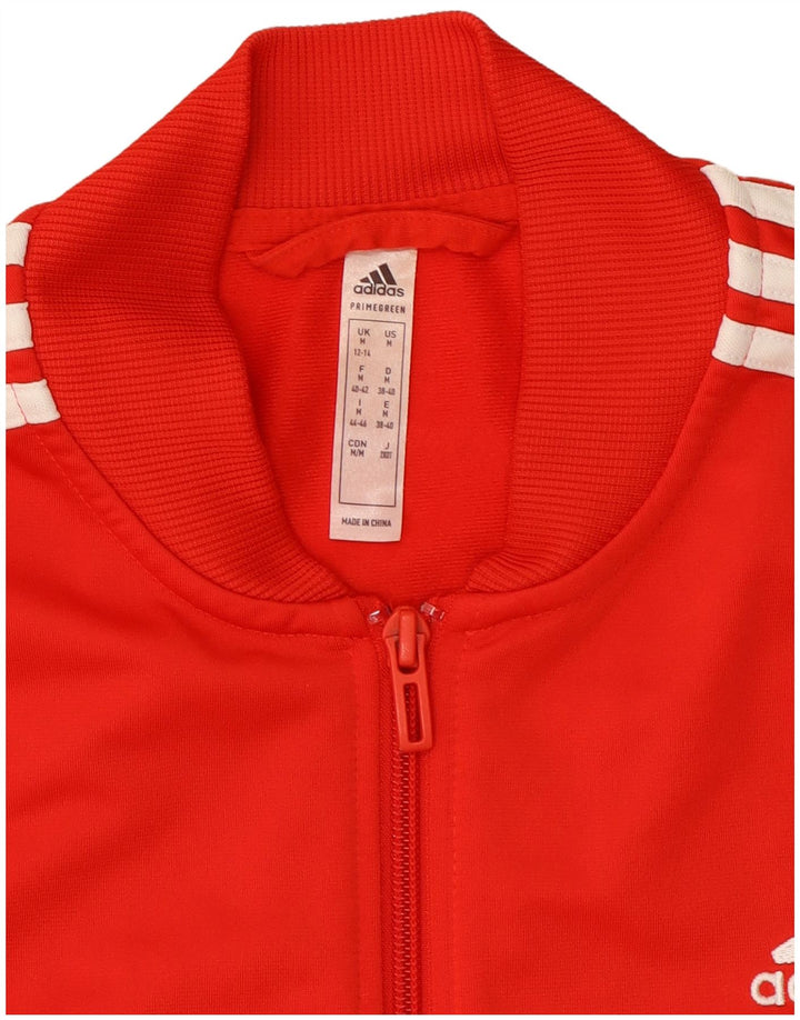 Giacca da ginnastica Adidas Primegreen da donna UK 12/14 Poliestere rosso medio