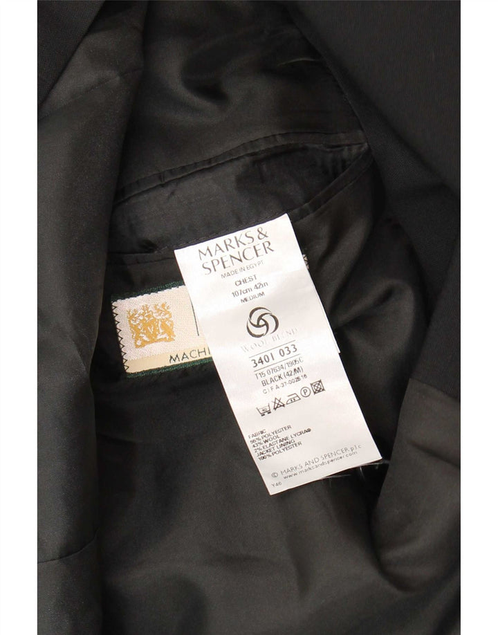 Giacca blazer doppiopetto da uomo Marks & Spencer UK 42 grande nera