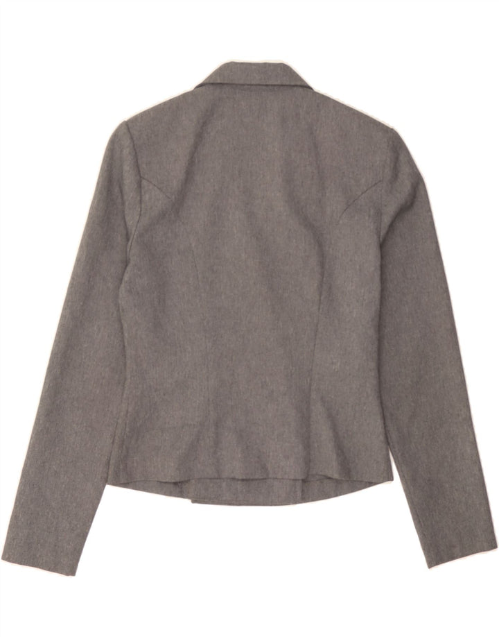 BRIOCHE Womens Double Breasted Blazer Jacket UK 10 Small Grey Polyester Vintage Brioche and Second-Hand Brioche from Messina Hembry 