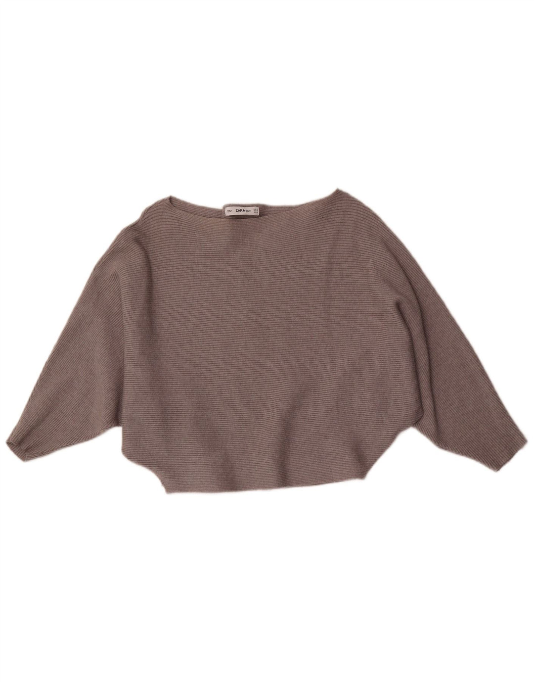 Maglione Zara da donna con scollo a barca a pipistrello UK 12 Viscosa grigio medio