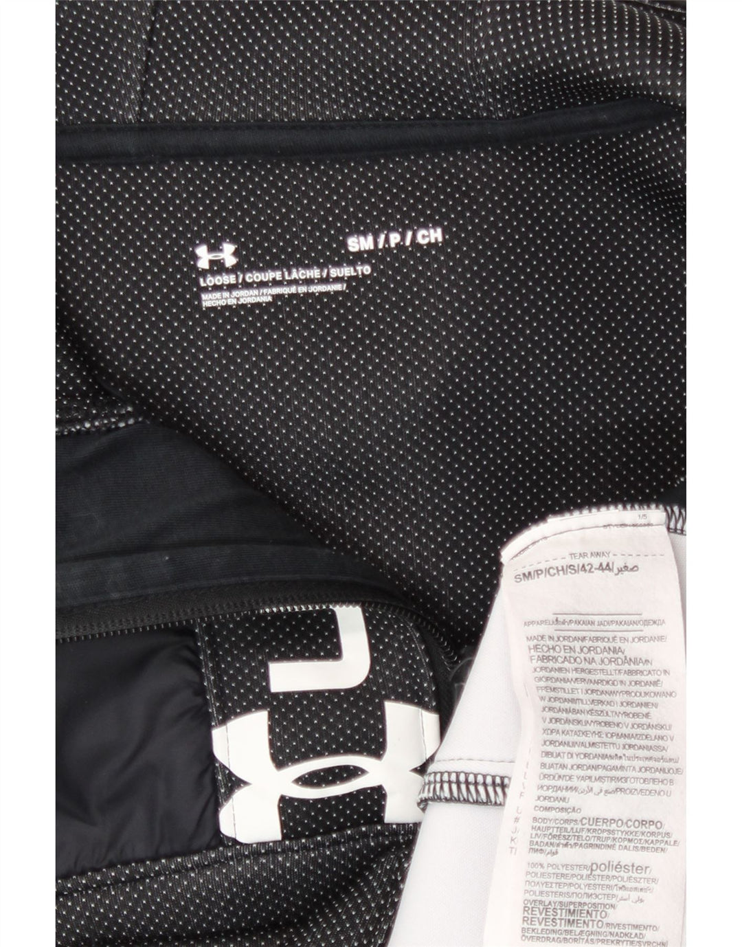 Felpa con cappuccio con zip grafica da uomo Under Armour piccola in poliestere maculato nero