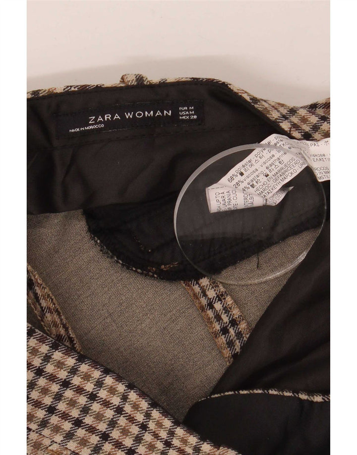 Pantaloni chino dritti da donna Zara medi W28 L28 poliestere a quadri marroni