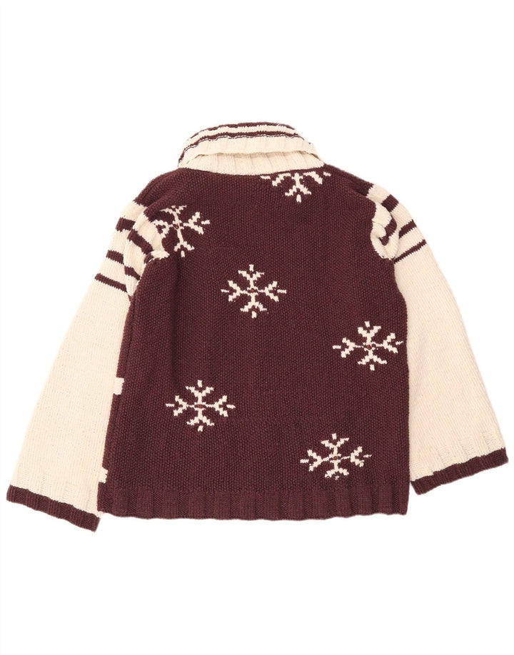 Maglione vintage da uomo con collo alto e maglione color block marrone medio invernale