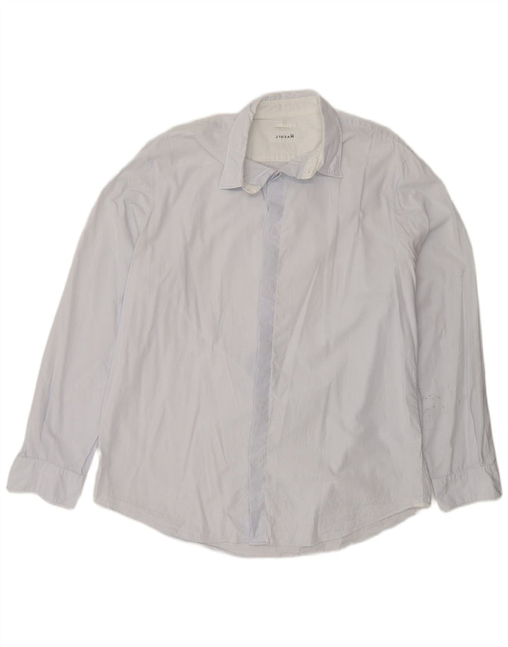 Camicia da uomo Jigsaw taglia 17 XL in cotone a righe blu
