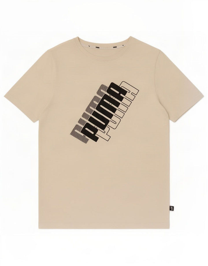 T-shirt grafica da uomo Puma Top in cotone bianco sporco medio