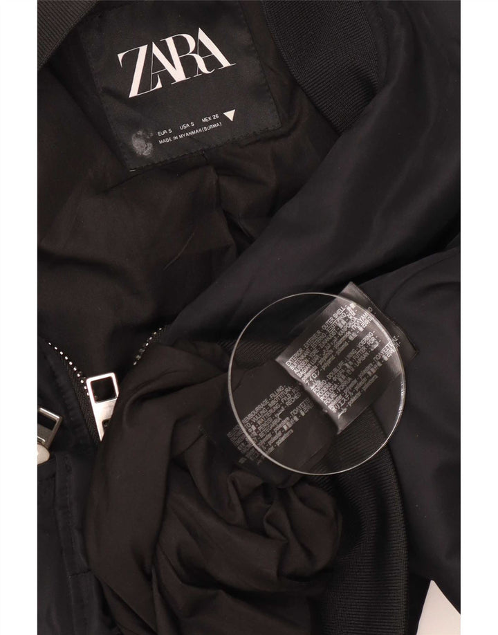 Giubbotto bomber oversize corto da donna Zara UK 10 piccolo nero in poliammide