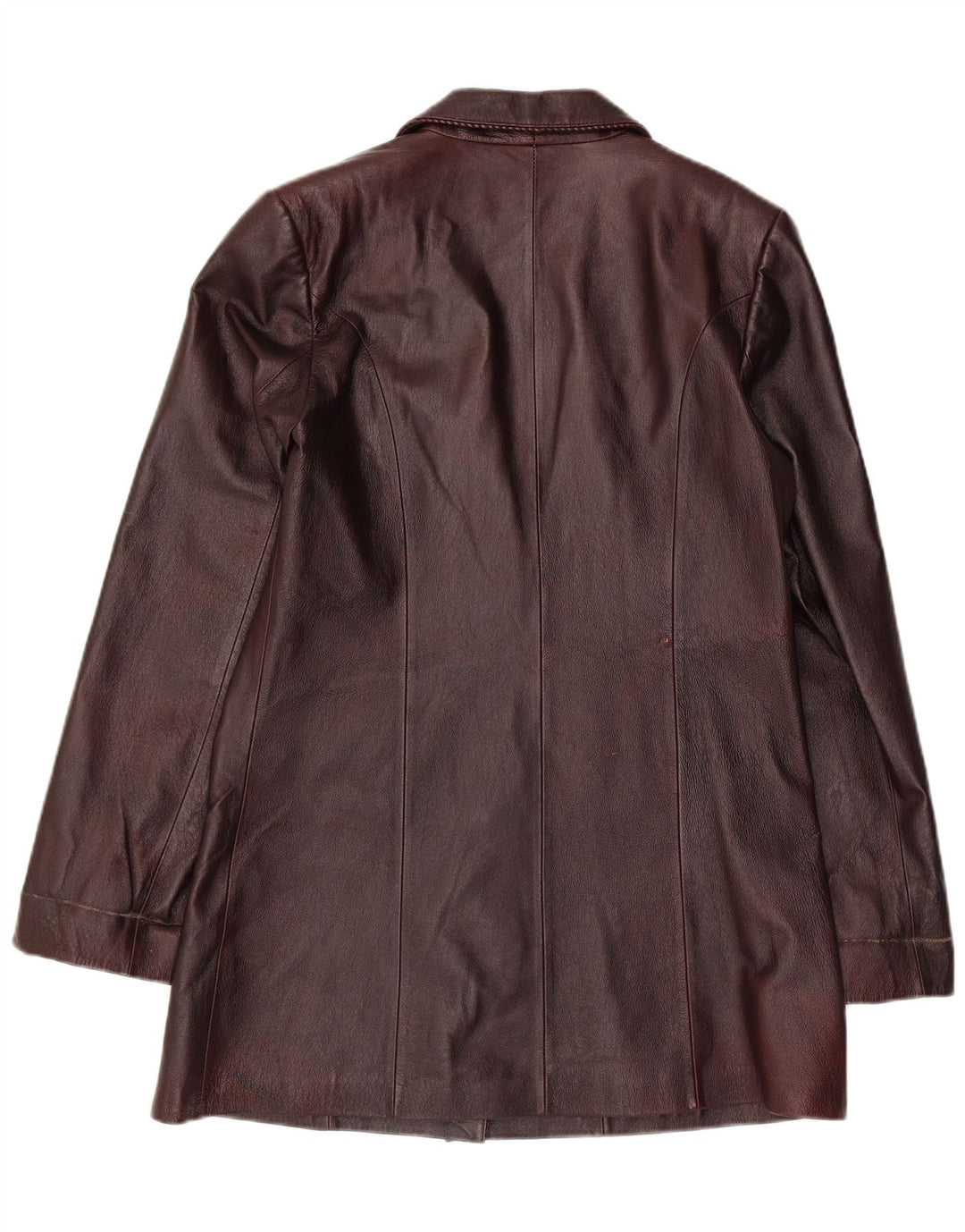 Giacca blazer in pelle vintage da donna a 3 bottoni UK 22 3XL Pelle bordeaux