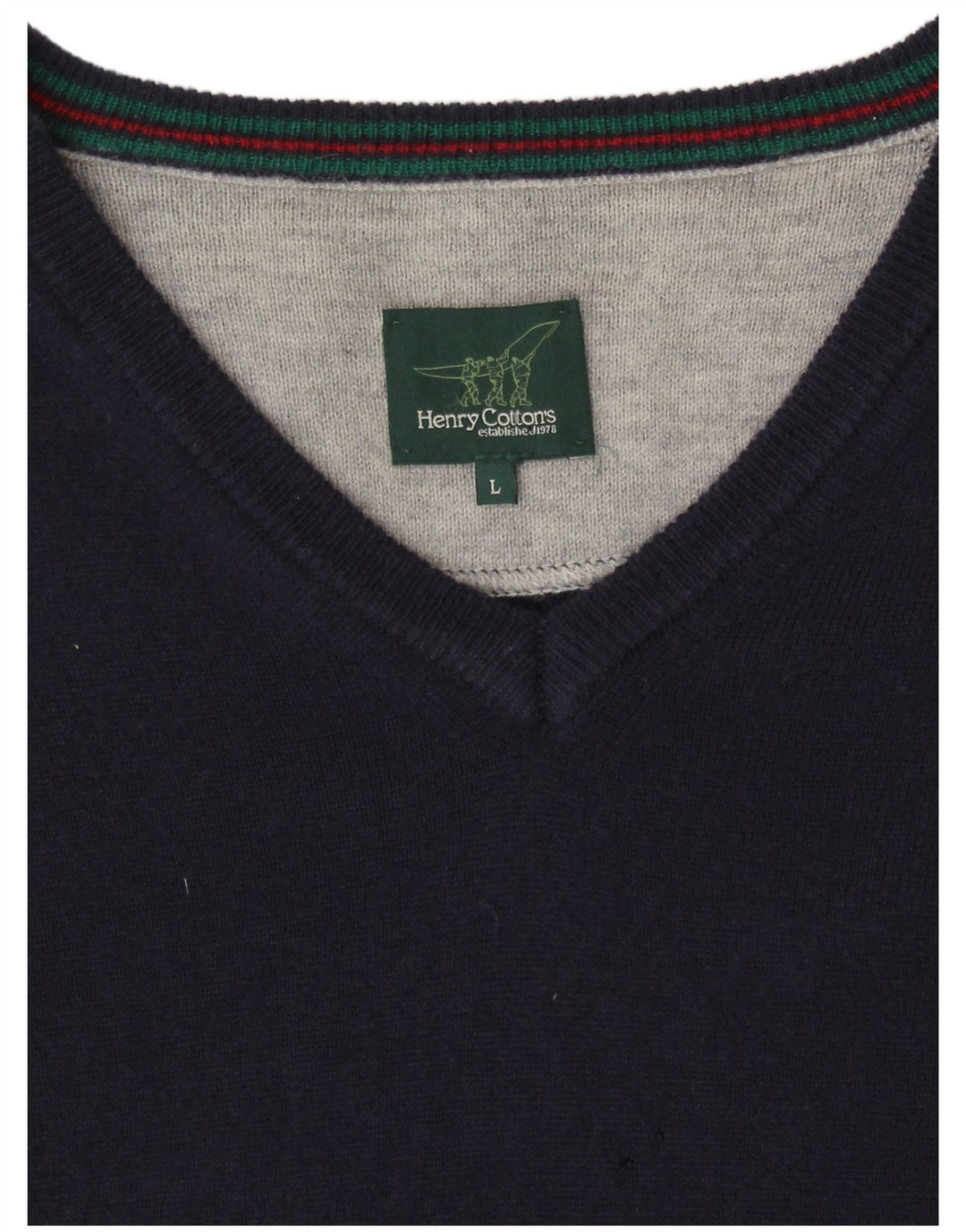 HENRY COTTONS Maglione da uomo con scollo a V grande blu navy