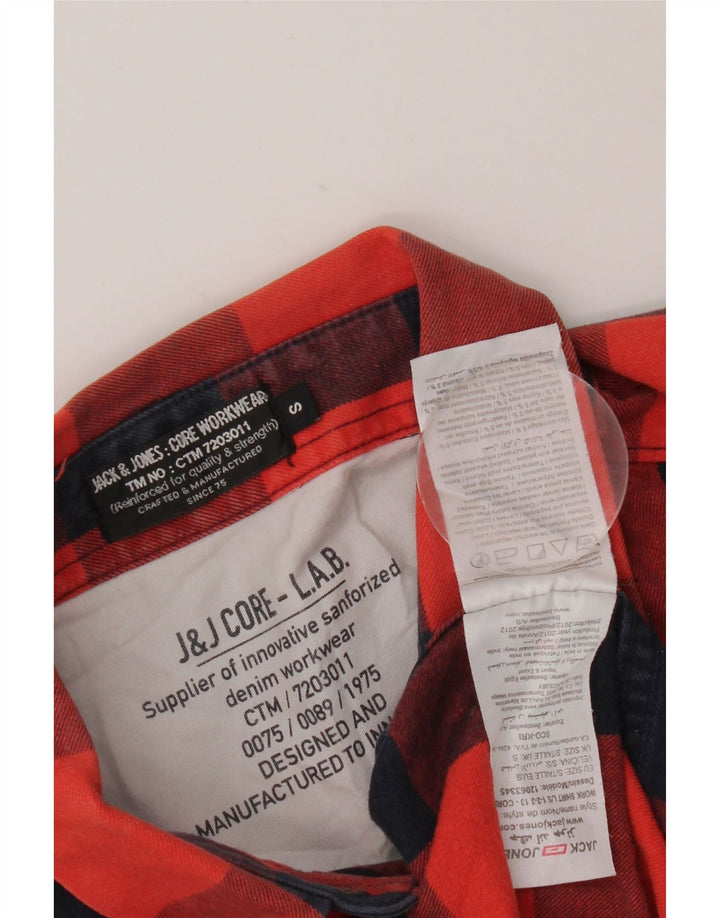 JACK & JONES Camicia da uomo in flanella di cotone a quadri rossi piccoli
