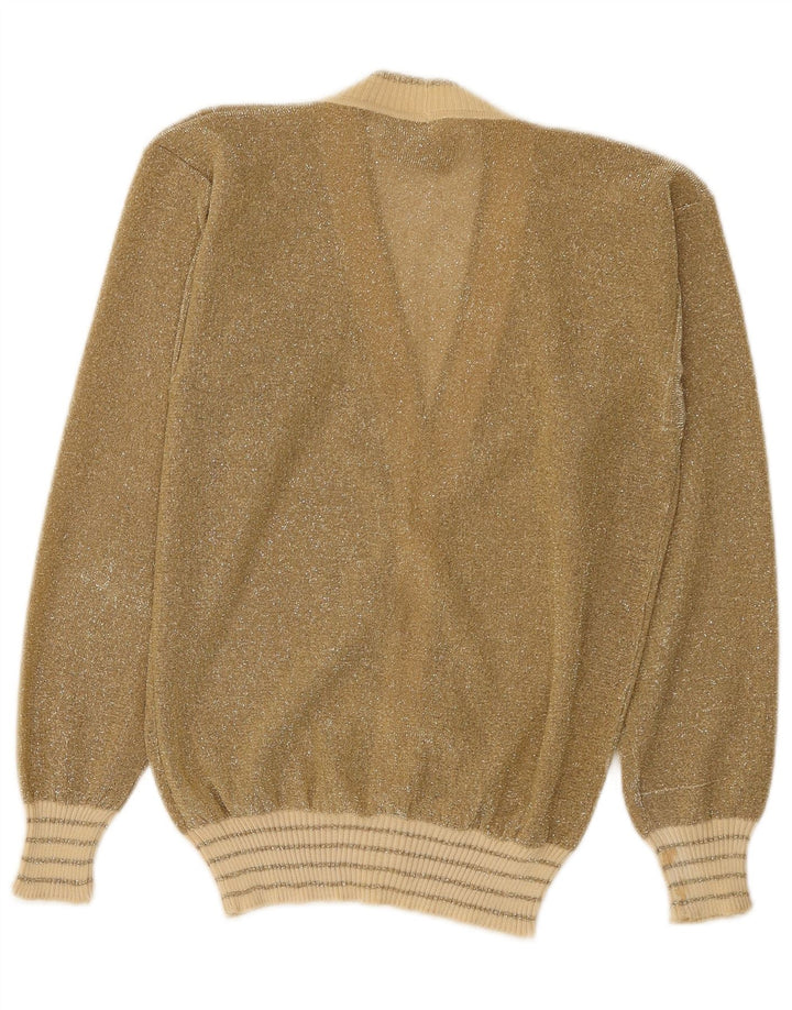 Maglione cardigan da donna La Perla UK 12 medio oro screziato