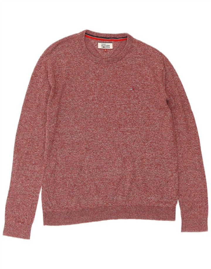 TOMMY HILFIGER Maglione girocollo da uomo piccolo in cotone bordeaux
