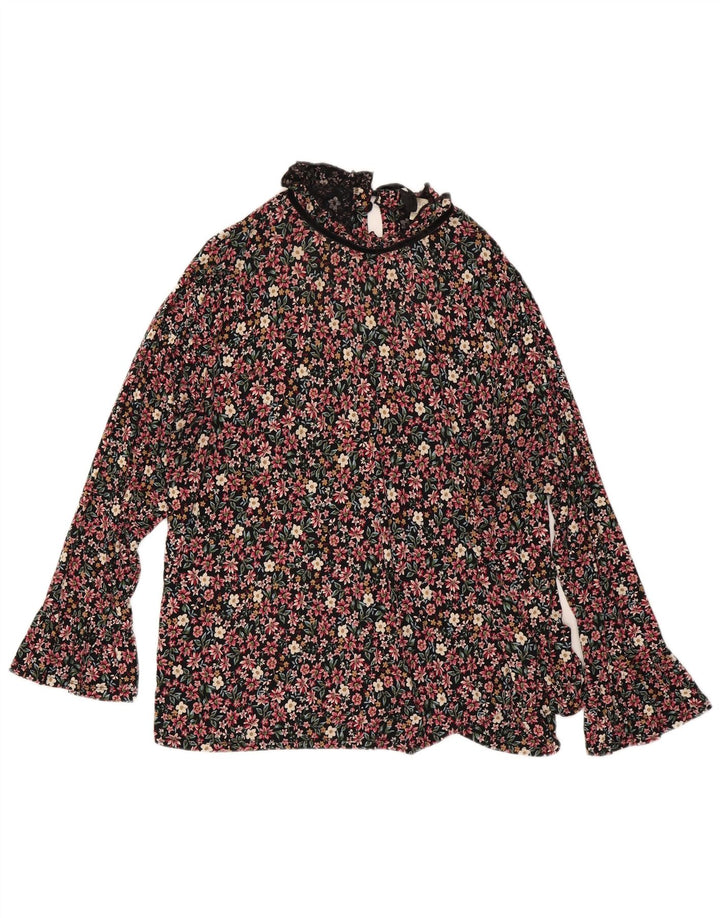Monsoon Camicetta a maniche lunghe da donna Top UK 22 3XL Floreale multicolore
