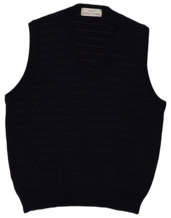 Canotta da uomo Marks & Spencer grande in lana maculata blu navy