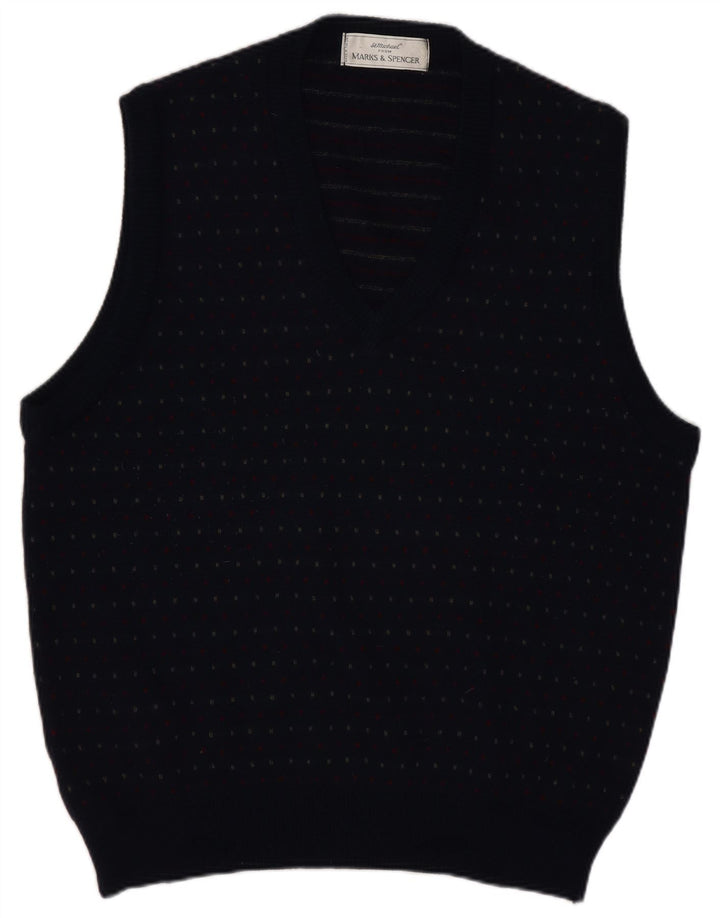 Canotta da uomo Marks & Spencer grande in lana maculata blu navy