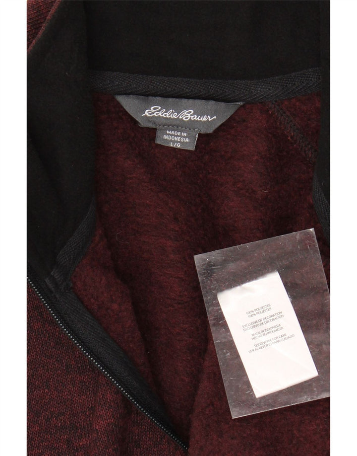 EDDIE BAUER Felpa con collo con zip da uomo Maglione grande bordeaux screziato
