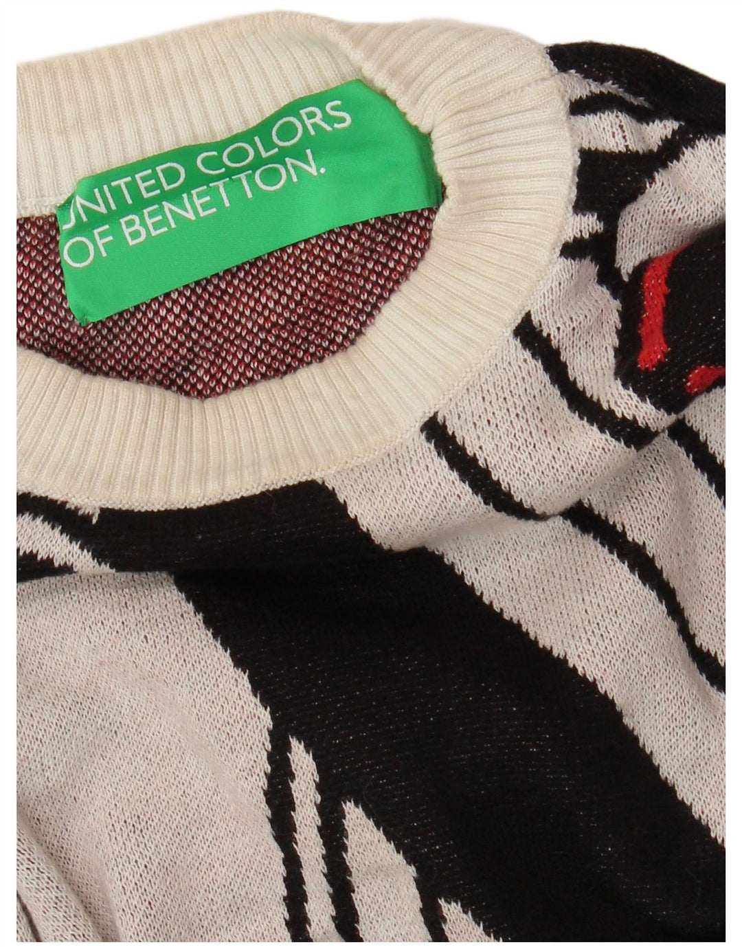 BENETTON Maglione girocollo con grafica da uomo con carte da gioco Bianco medio