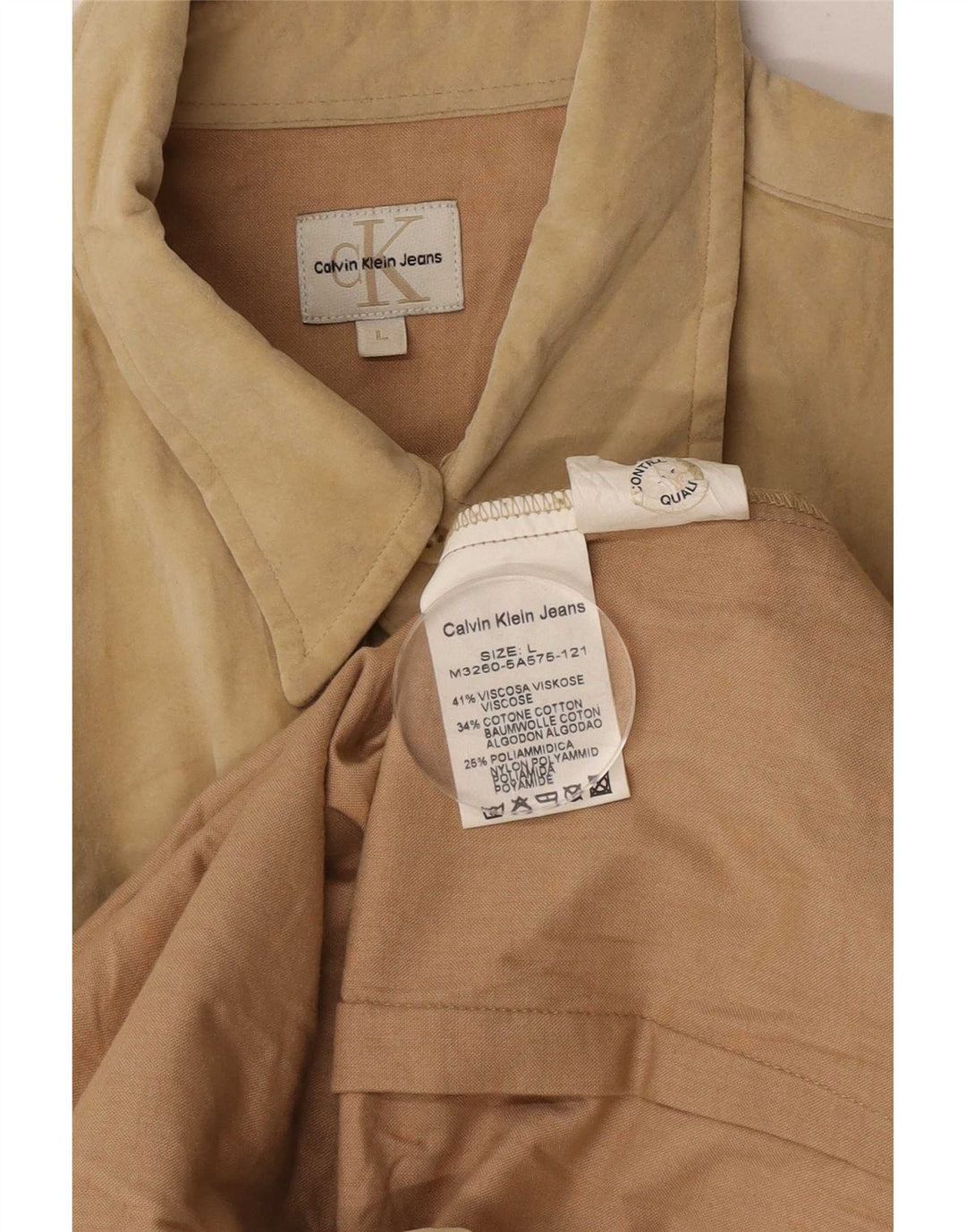 Camicia da uomo Calvin Klein Jeans grande in viscosa beige