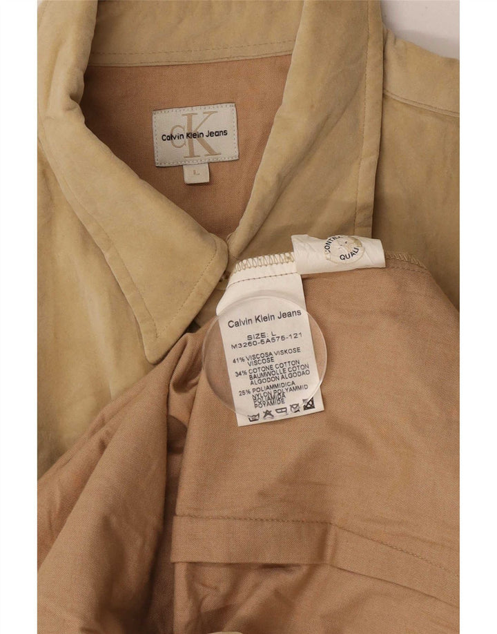 Camicia da uomo Calvin Klein Jeans grande in viscosa beige