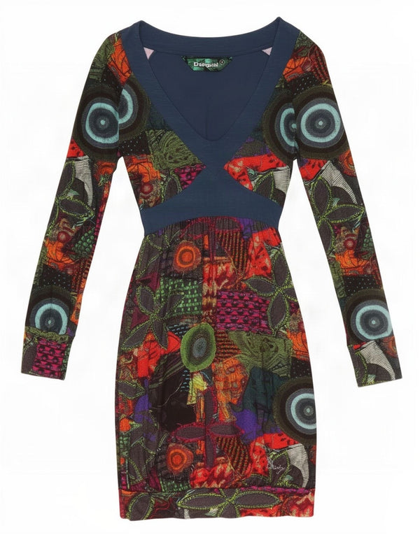 Desigual Abito tubino da donna UK 10 Small multicolore geometrico
