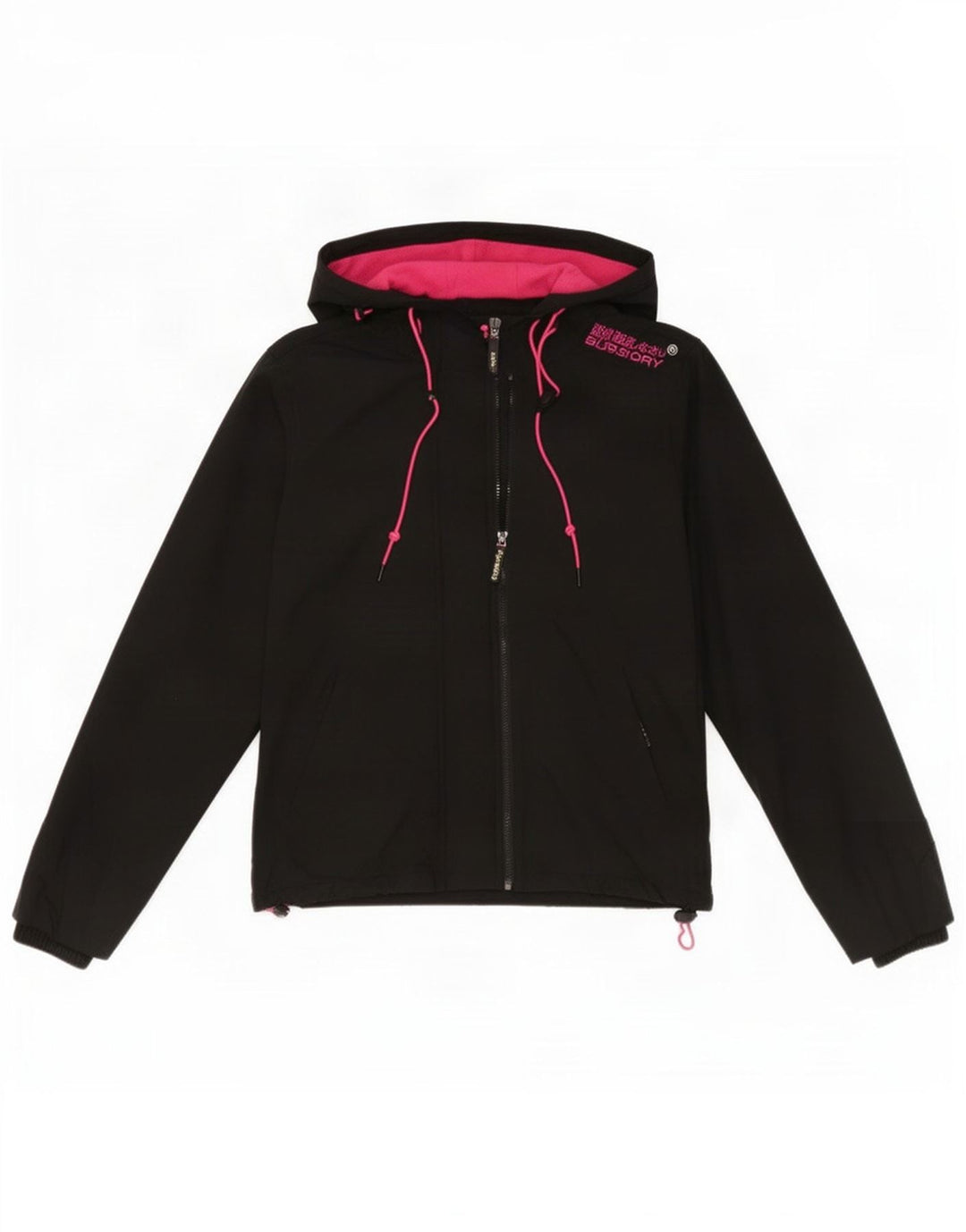 Giacca a vento da donna con cappuccio Superdry UK 16 grande poliestere nero