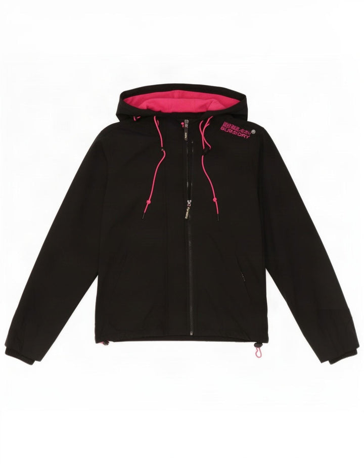 Giacca a vento da donna con cappuccio Superdry UK 16 grande poliestere nero