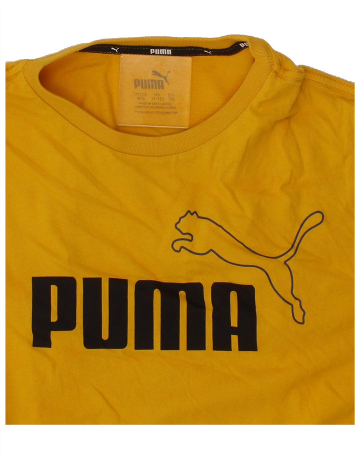 PUMA Boys Graphic T-Shirt Top 11-12 Years Yellow Vintage Puma and Second-Hand Puma from Messina Hembry 