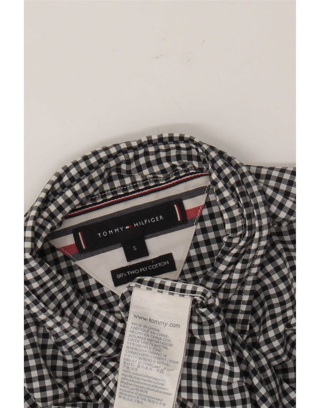 Camicia da uomo Tommy Hilfiger piccola in cotone a quadretti nero