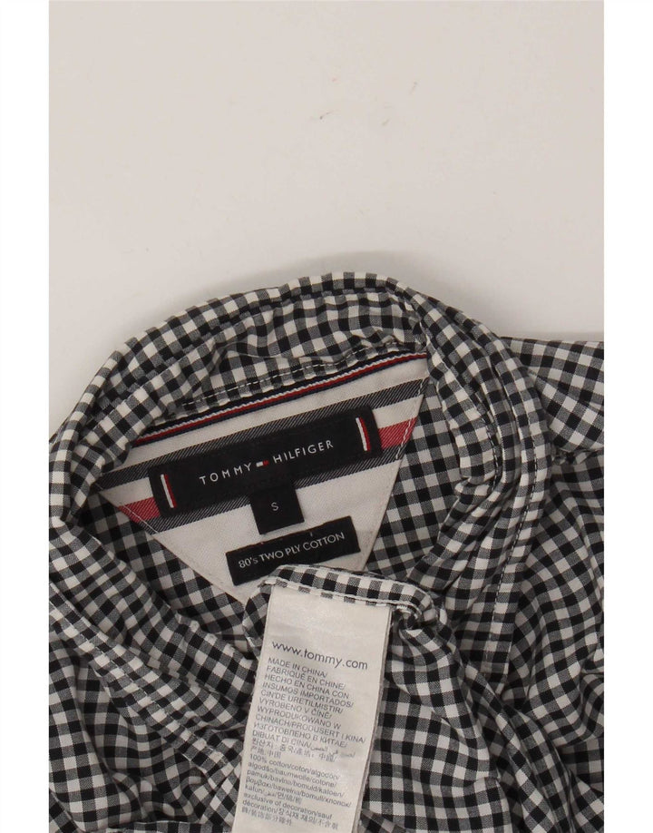 Camicia da uomo Tommy Hilfiger piccola in cotone a quadretti nero