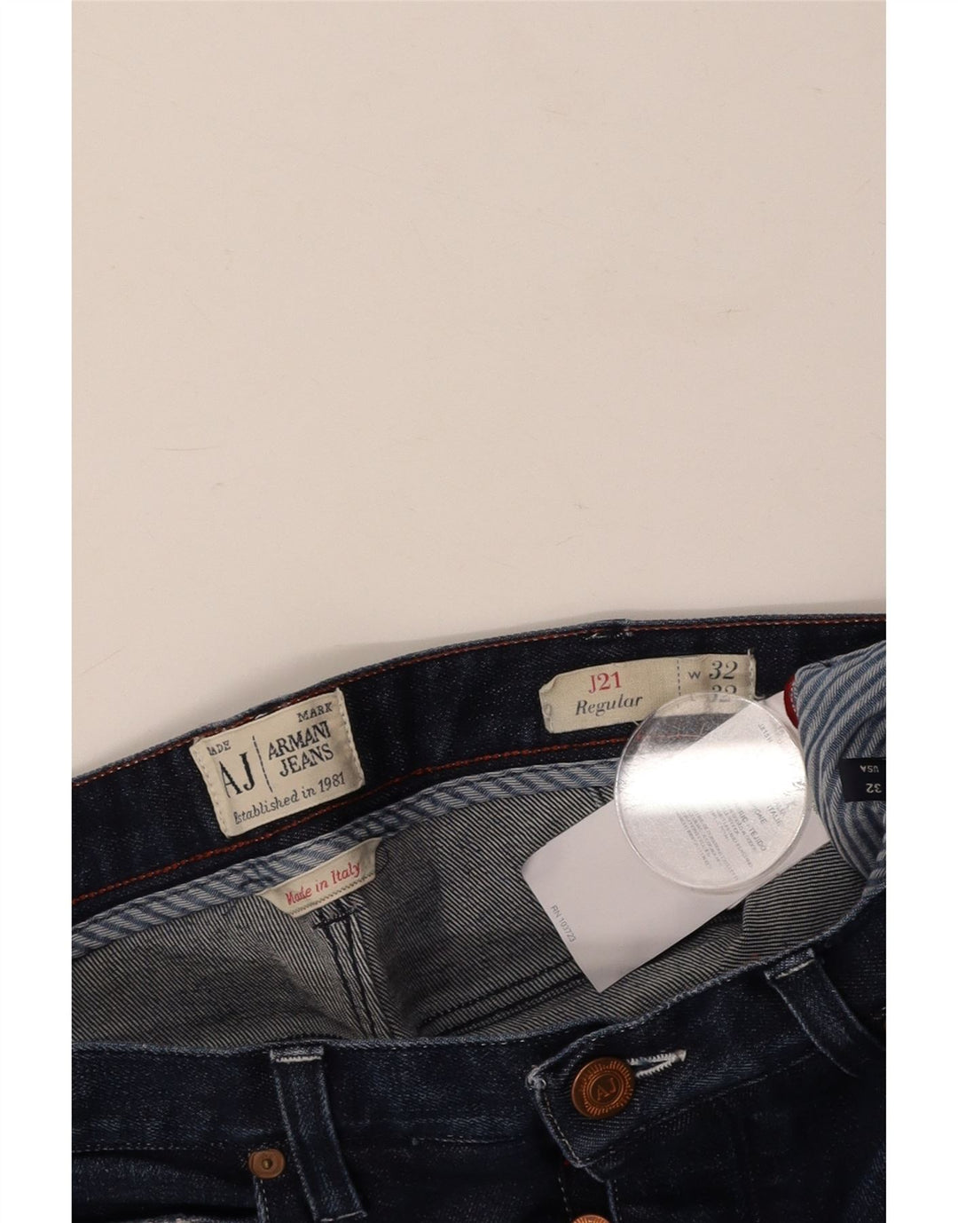 Jeans dritti da uomo vestibilità regolare ARMANI W32 L32 cotone blu navy